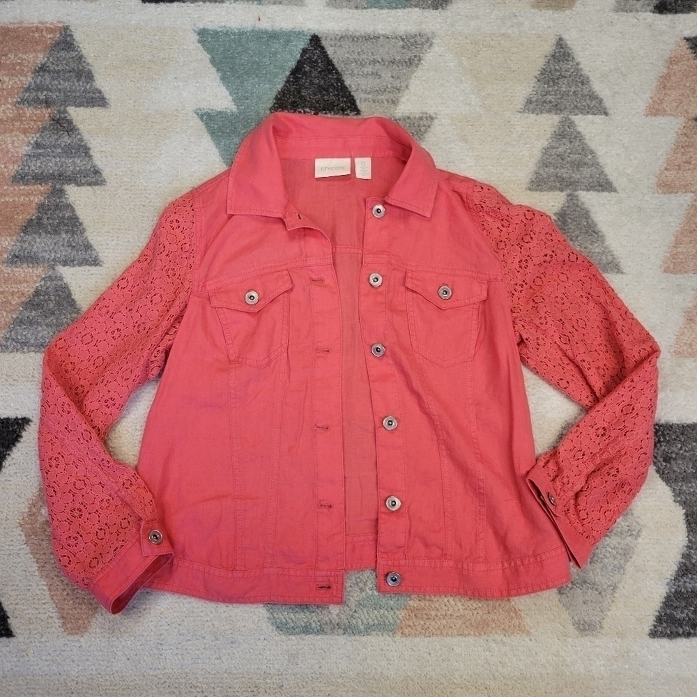 Chicos Linen Coral Jacket Size 0 / Women’s small